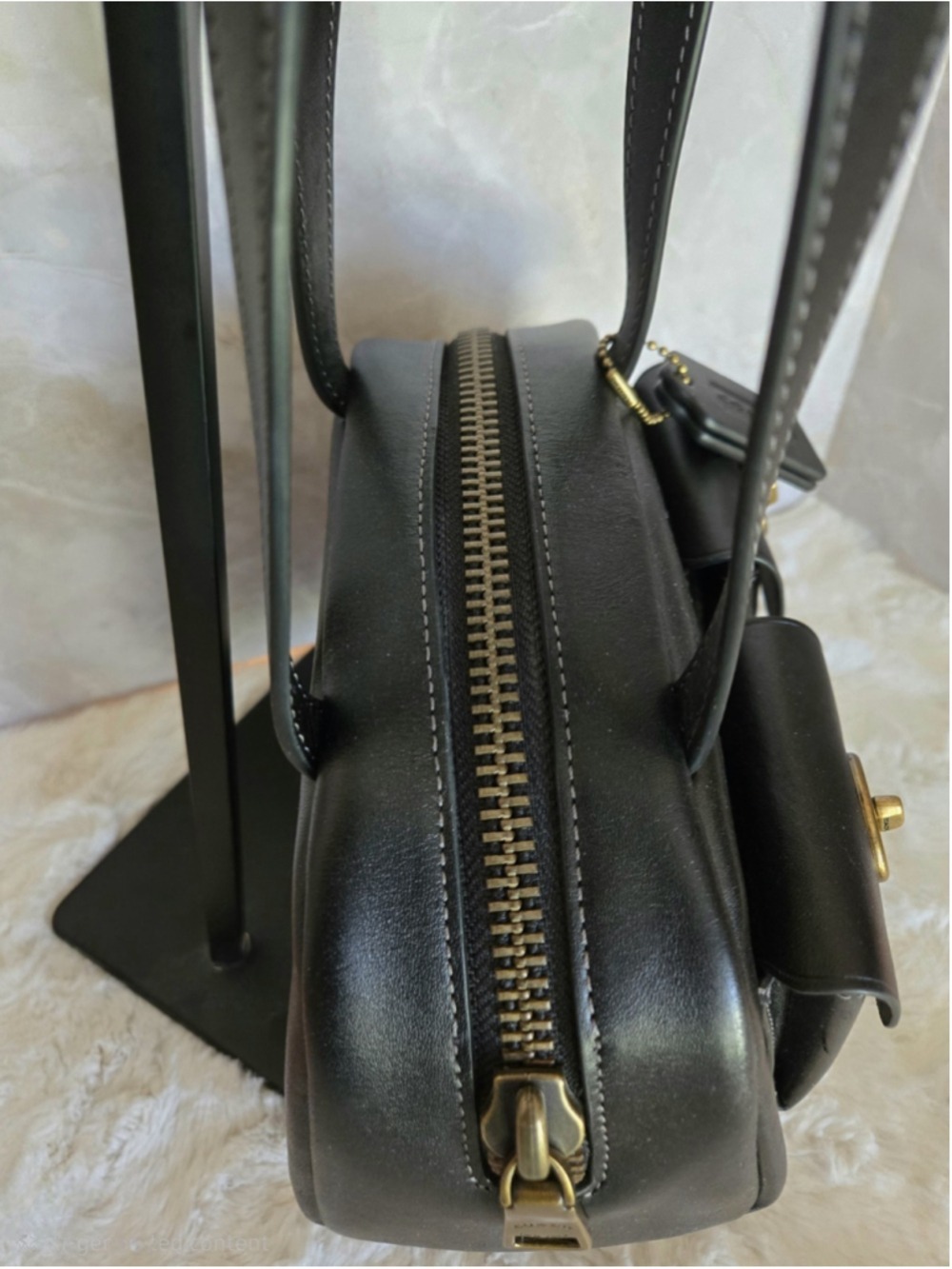 NWOT Coach Originals Black Twin Turnlock Bag 20 Small Leather Satchel - Picture 8 of 14
